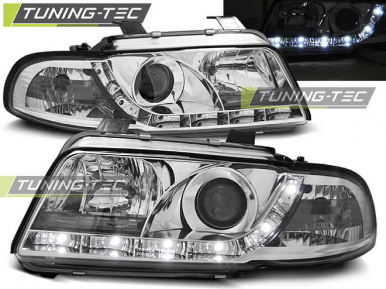 LED Tagfahrlicht Design Scheinwerfer für Audi A4 B5 94-98 chrom